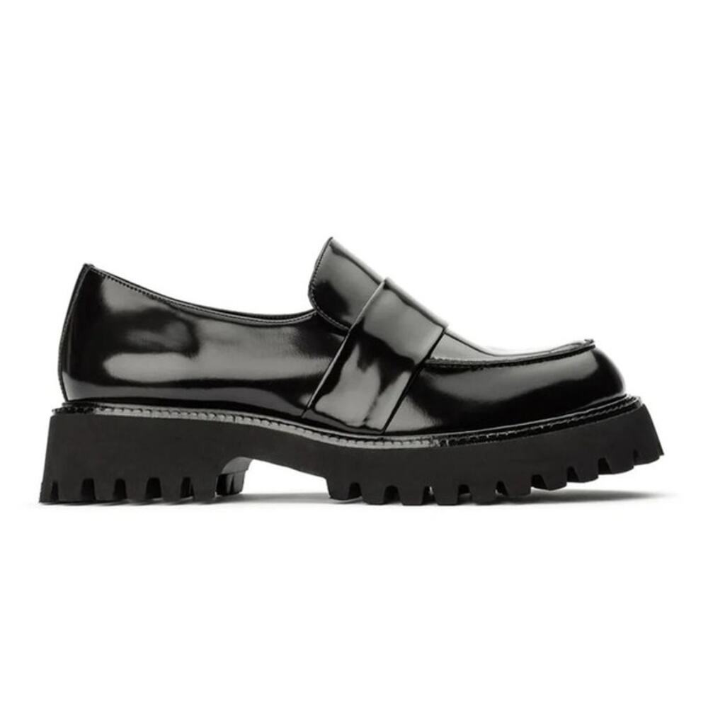 Tony Bianco Gisele Black Hi shine Lug Sole Loafer sz 38